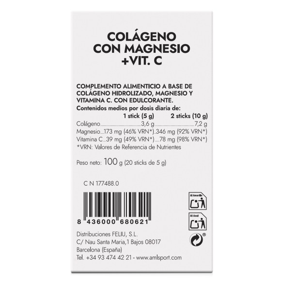 COLLAGEN WITH MAGNESIUM + VITAMIN C Strawberry flavor (20 sticks) AMLSPORT
