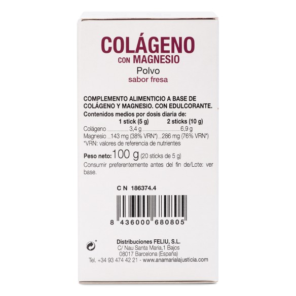 COLAGENO CON MAGNESIO Sabor fresa (20 sticks)